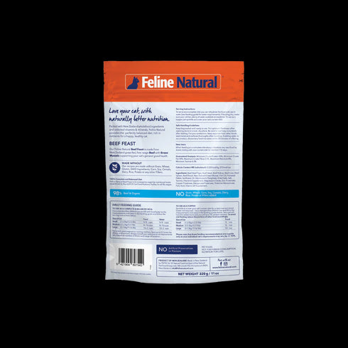 Feline Natural Freeze Dried Cat Food - Beef - 11oz Pouch